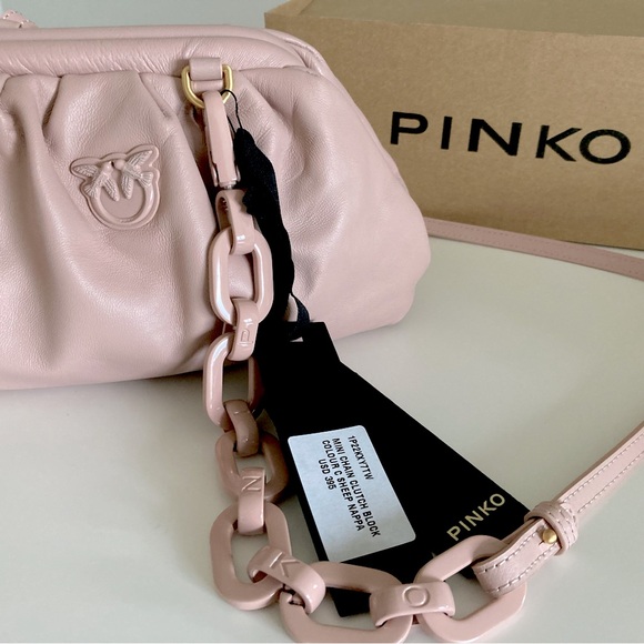 Pinko Rare Blush Clutch Removable Chain Strap w/ box & dust bag $395 - Picture 4 of 9
